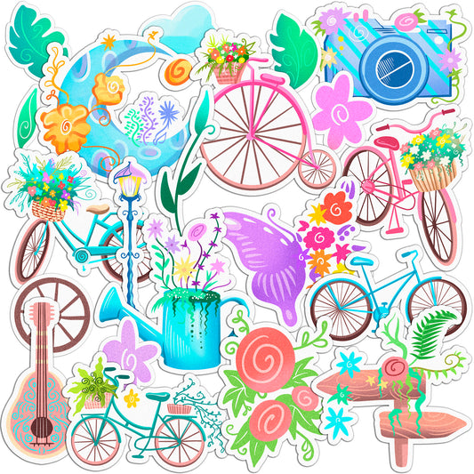 Cavka 21 PCS Sticker Pack for Laptop Blooming Bikes