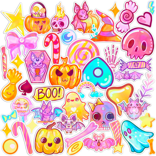 Cavka 48 PCS Sticker Pack for Laptop Spooky Sweets