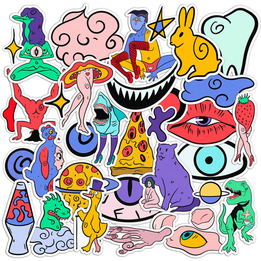 Cavka 33 PCS Sticker Pack for Laptop Groovy Fungi