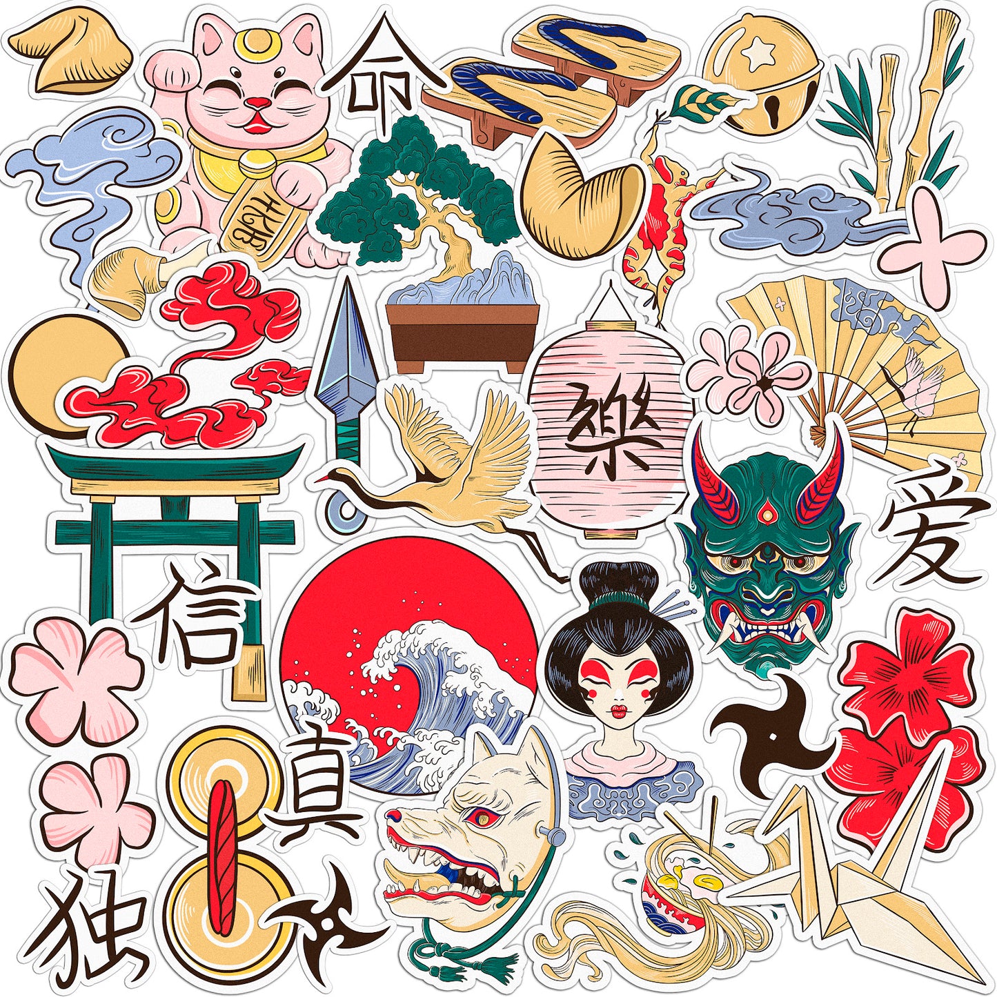 Cavka 36 PCS Sticker Pack for Laptop Japanese Art