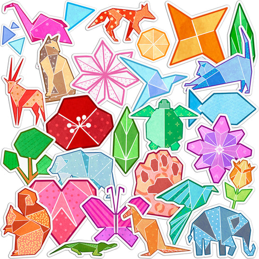 Cavka 29 PCS Sticker Pack for Laptop Origami Animals