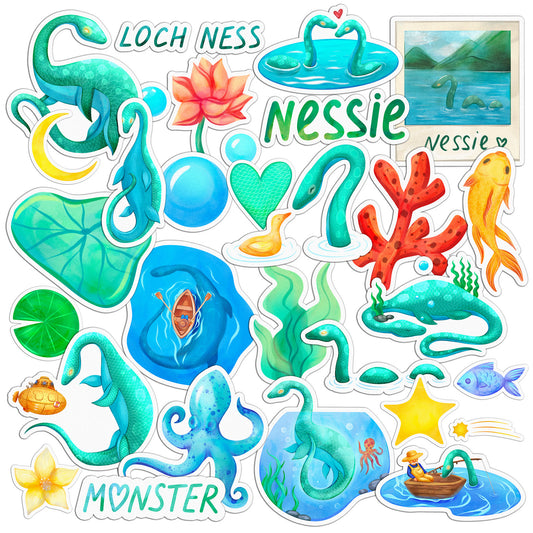 Cavka 29 PCS Sticker Pack for Laptop Nessie