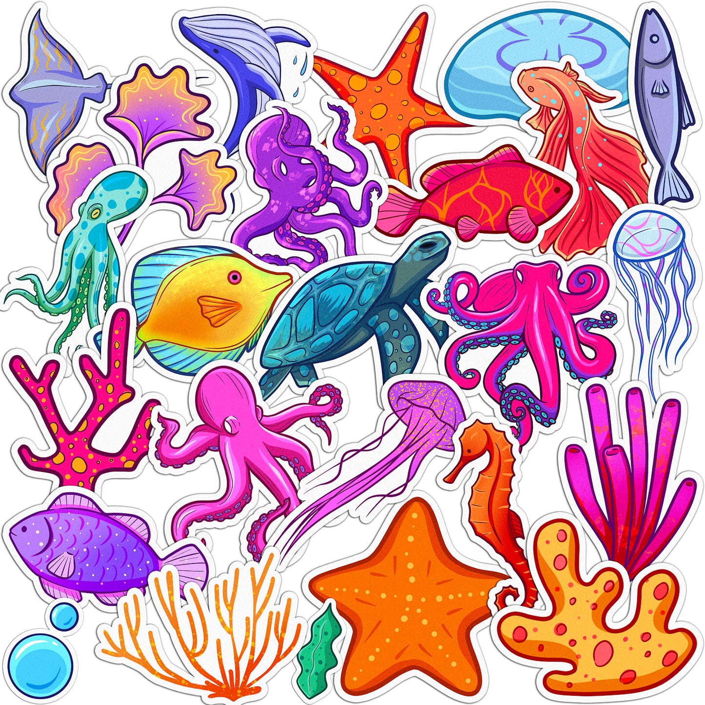 Cavka 25 PCS Sticker Pack for Laptop Under the Sea