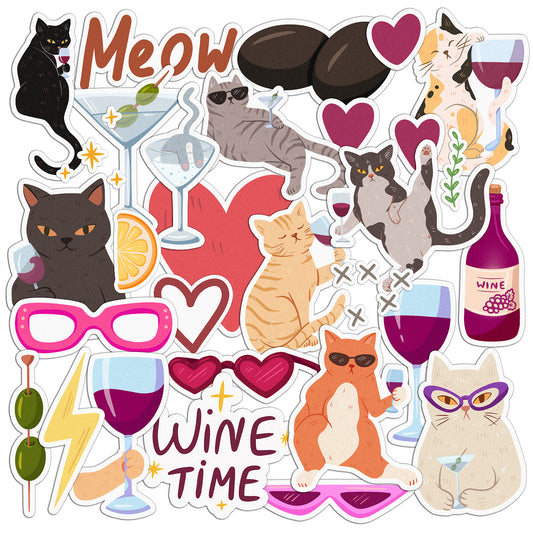 Cavka 28 PCS Sticker Pack for Laptop Wine Time