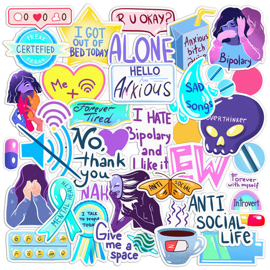 Cavka 38 PCS Sticker Pack for Laptop Introvert