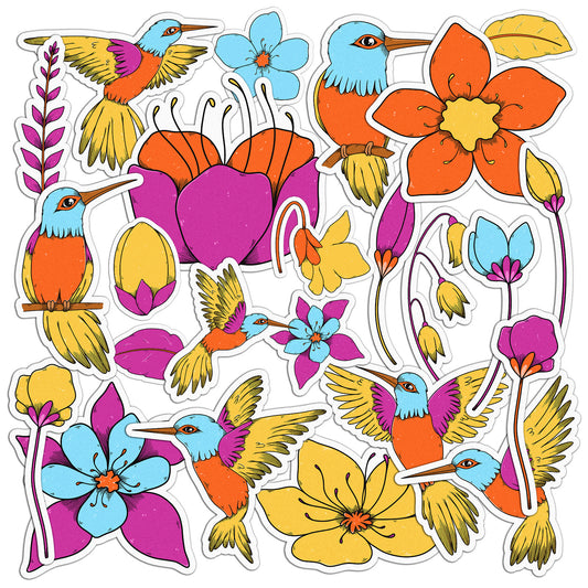 Cavka 23 PCS Sticker Pack for Laptop Exotic Hummingbirds