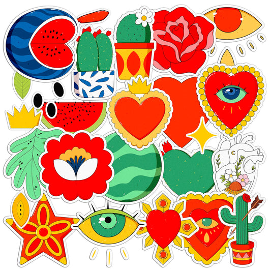 Cavka 24 PCS Sticker Pack for Laptop Mexican Hearts