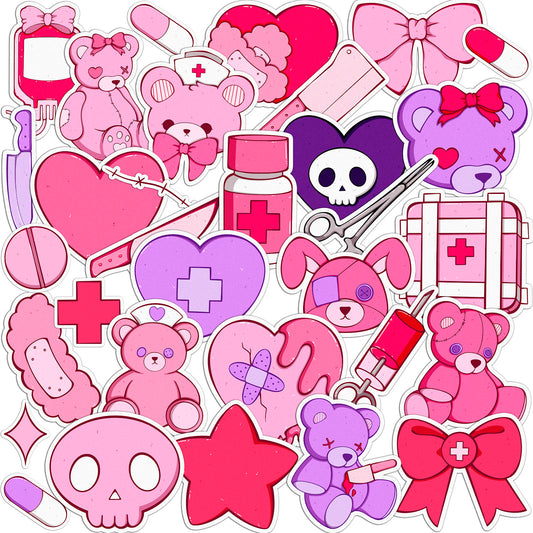 Cavka 33 PCS Sticker Pack for Laptop Creepy Cute Bears