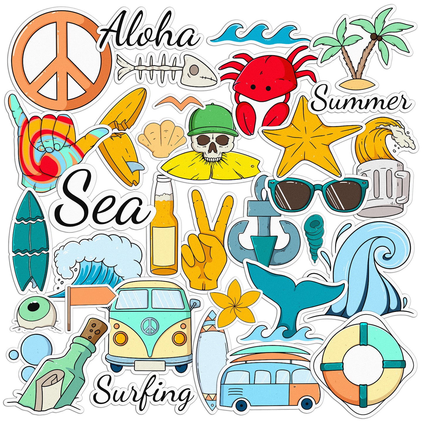 Cavka 36 PCS Sticker Pack for Laptop Hawaiian Vibes