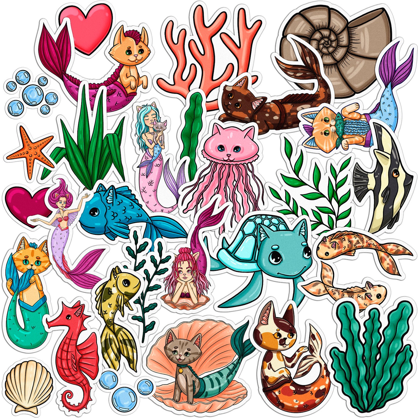 Cavka 29 PCS Sticker Pack for Laptop Kitty Mermaid