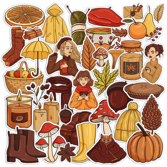 Cavka 38 PCS Sticker Pack for Laptop Cozy Fall