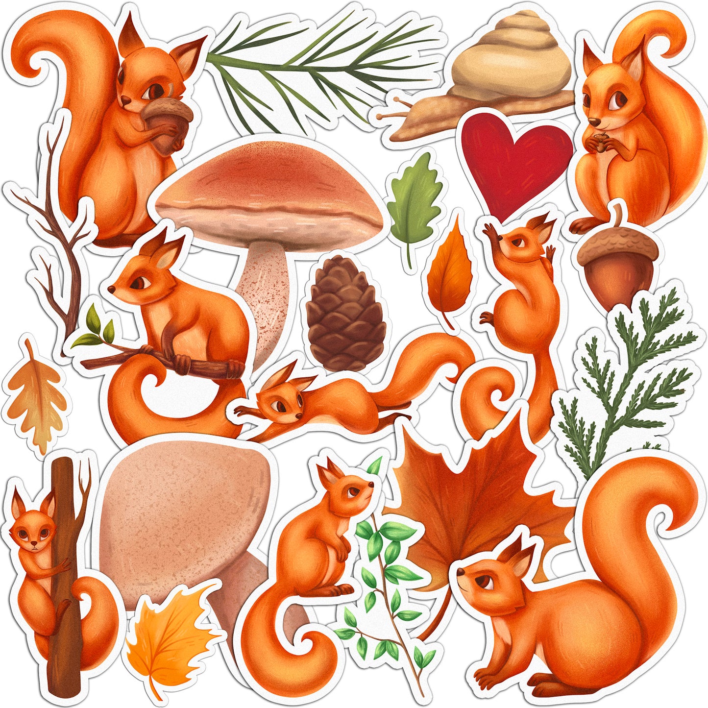 Cavka 23 PCS Sticker Pack for Laptop Forest Squirrel