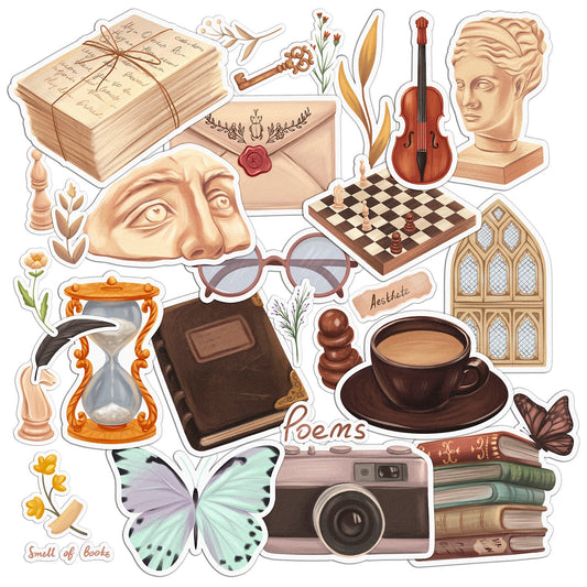 Cavka 30 PCS Sticker Pack for Laptop Light Academia