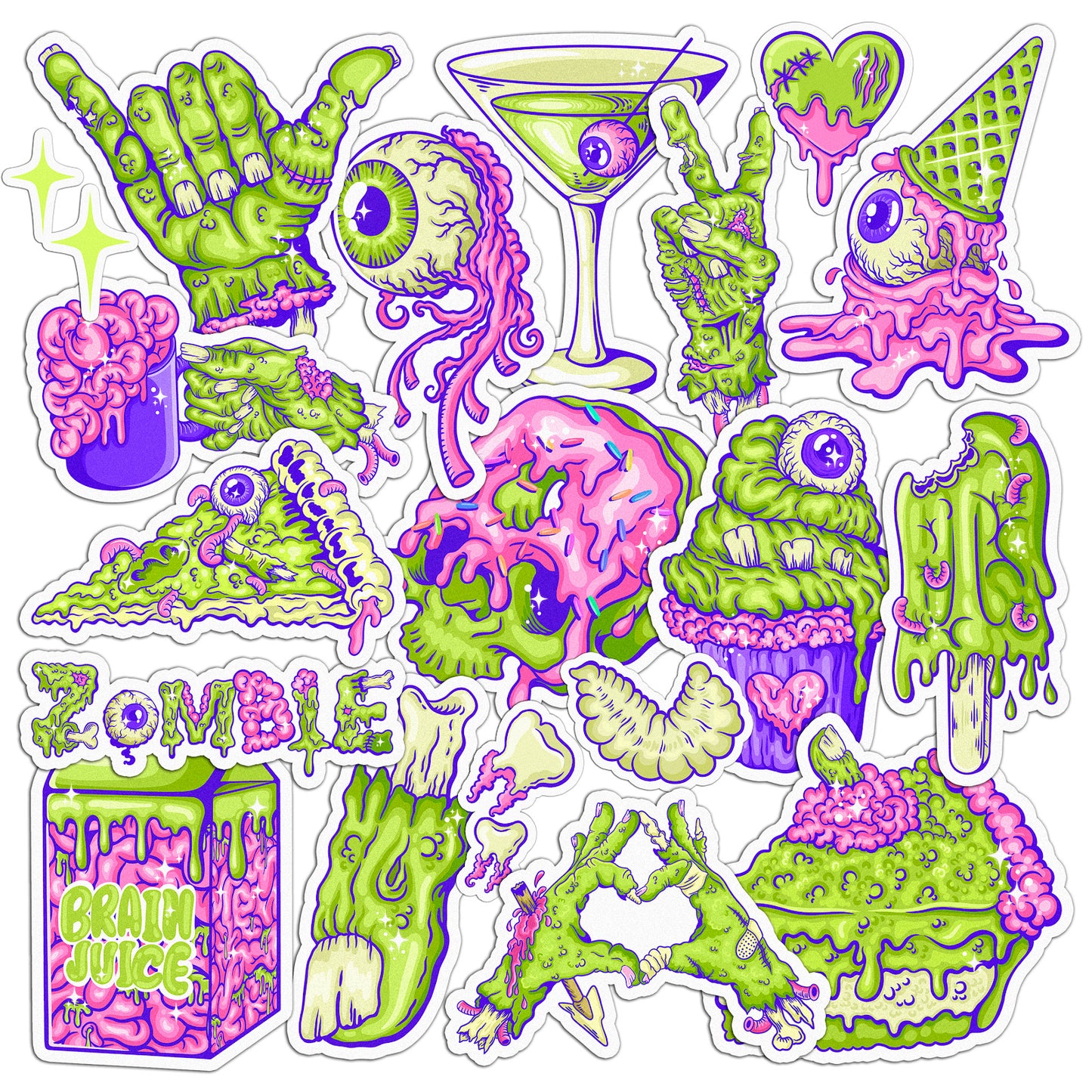 Cavka 19 PCS Sticker Pack for Laptop Zombie Meal