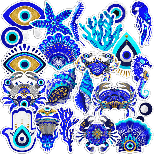 Cavka 23 PCS Sticker Pack for Laptop Blue Evil Eye