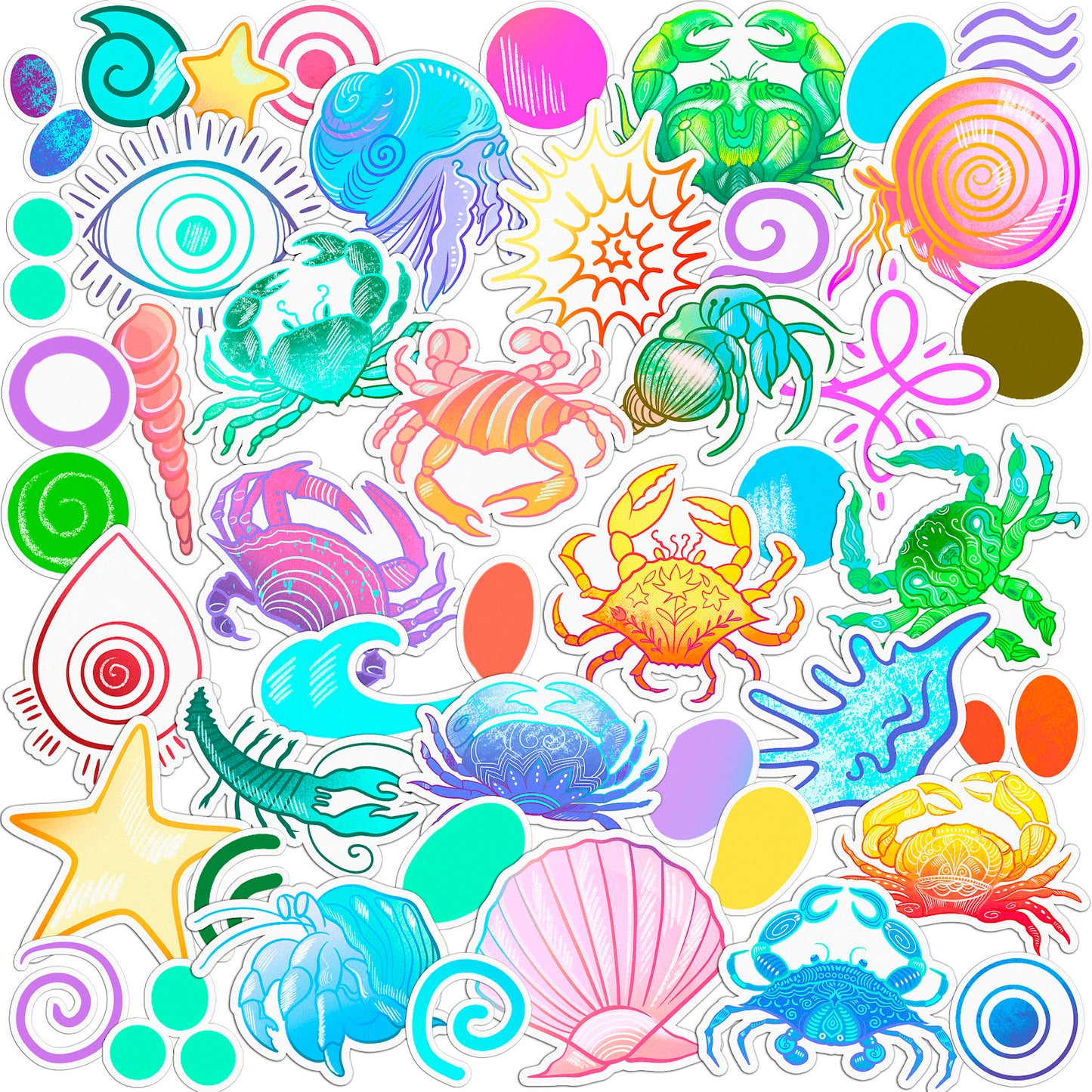 Cavka 46 PCS Sticker Pack for Laptop Colorful Crabs