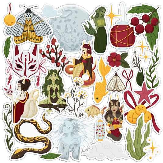 Cavka 36 PCS Sticker Pack for Laptop Folklore