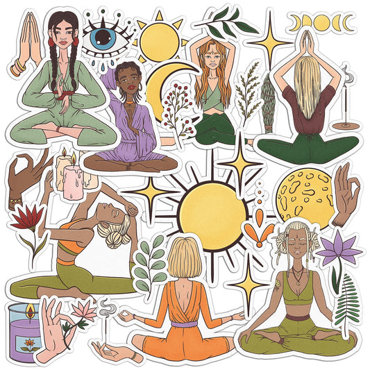 Cavka 34 PCS Sticker Pack for Laptop Yoga Girl