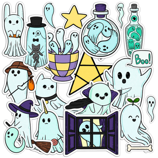 Cavka 21 PCS Sticker Pack for Laptop Kawaii Ghosts