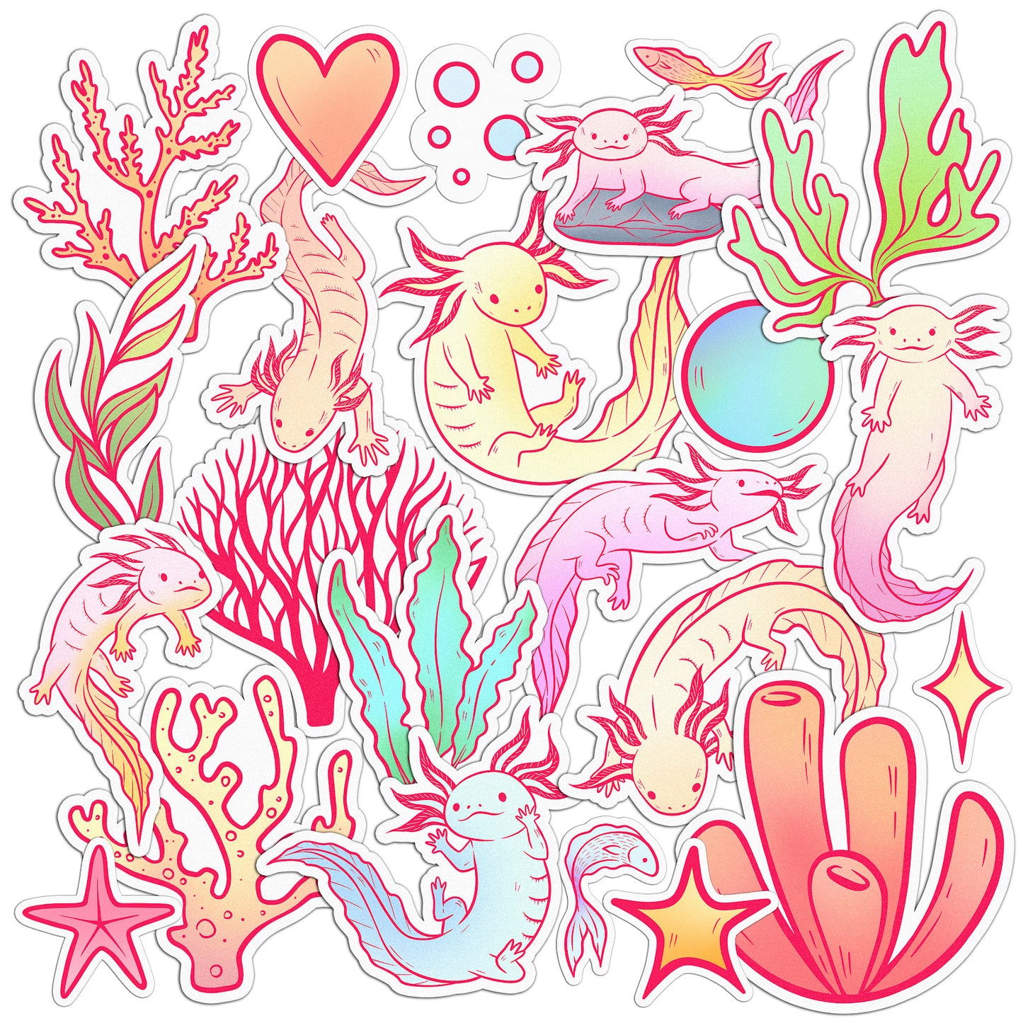 Cavka 23 PCS Sticker Pack for Laptop Sweet Axolotl