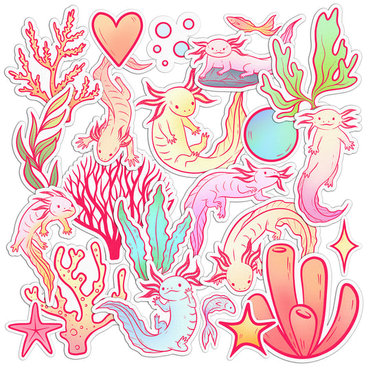 Cavka 23 PCS Sticker Pack for Laptop Sweet Axolotl