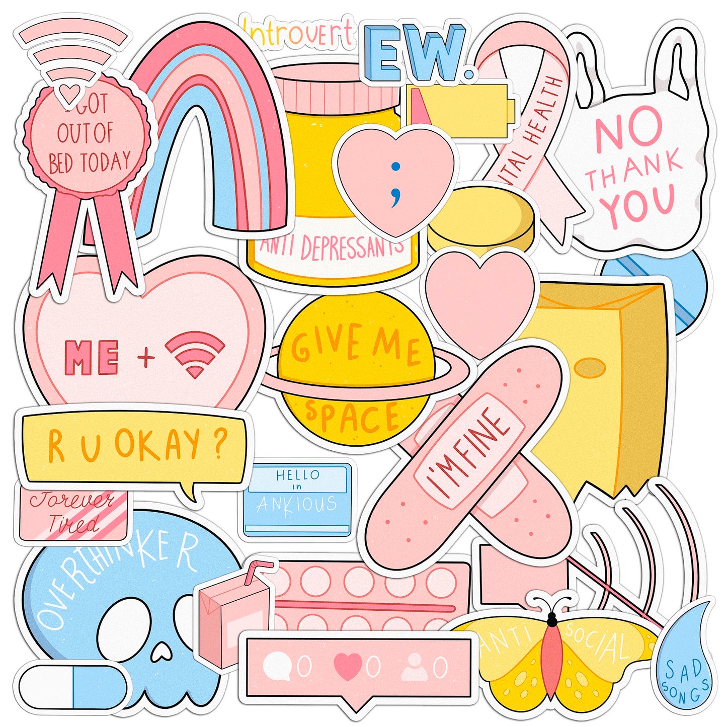 Cavka 28 PCS Sticker Pack for Laptop Introvert