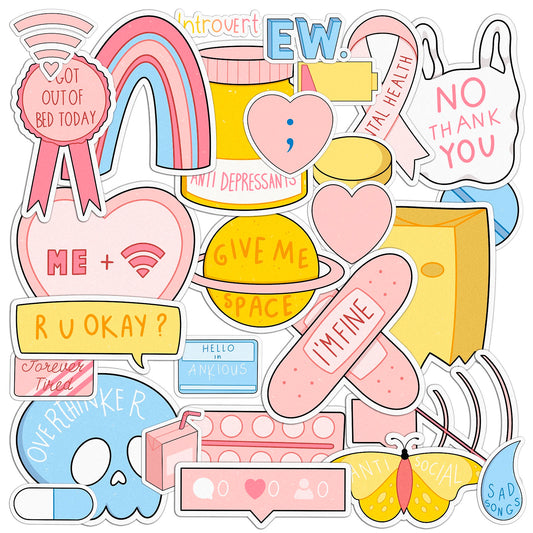 Cavka 28 PCS Sticker Pack for Laptop Introvert