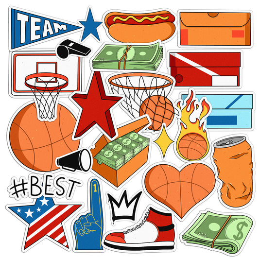 Cavka 24 PCS Sticker Pack for Laptop Basketball