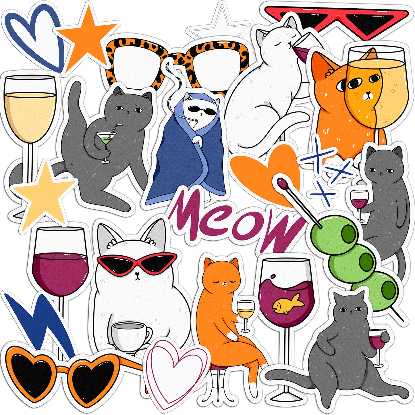 Cavka 24 PCS Sticker Pack for Laptop Wine Time