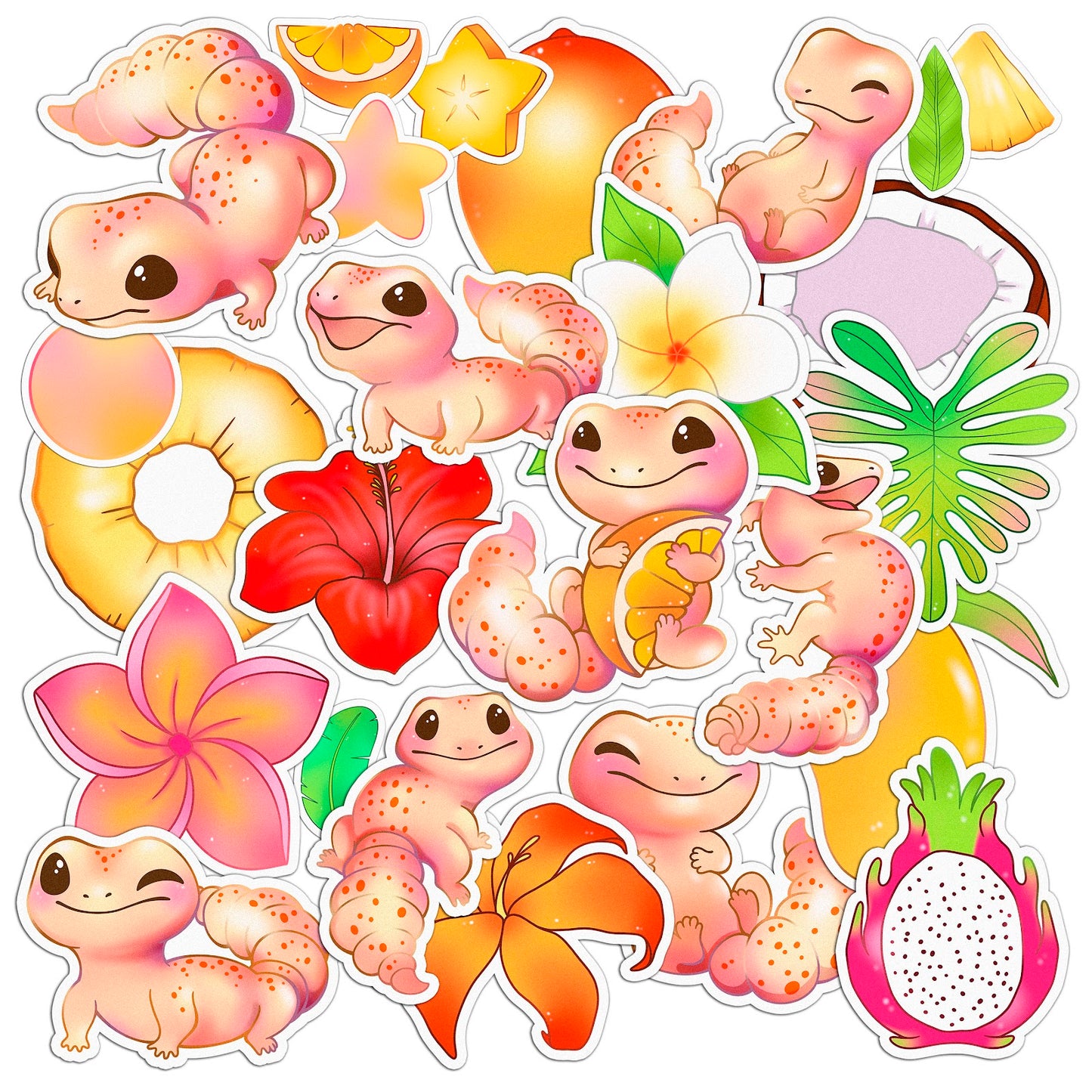 Cavka 25 PCS Sticker Pack for Laptop Kawaii Gecko