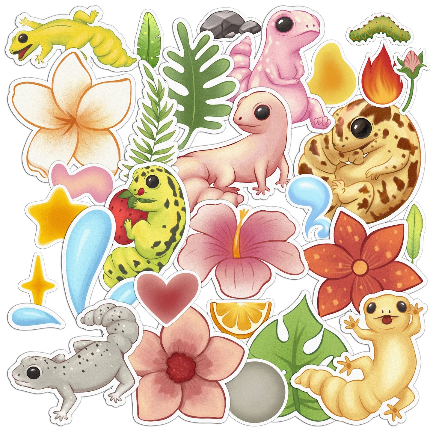 Cavka 29 PCS Sticker Pack for Laptop Kawaii Gecko