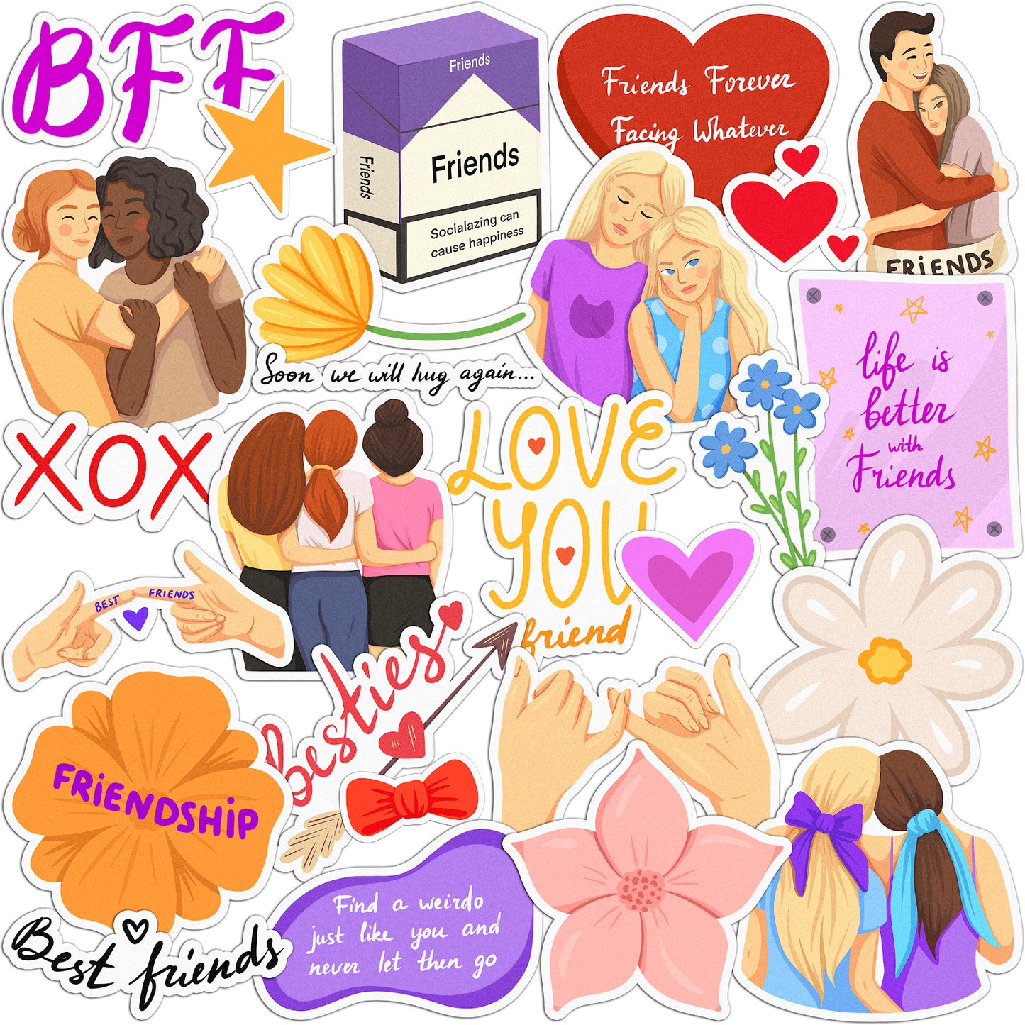 Cavka 26 PCS Sticker Pack for Laptop BFF Love