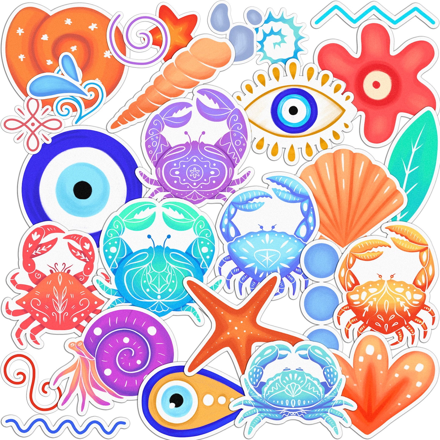 Cavka 28 PCS Sticker Pack for Laptop Cute Sealife