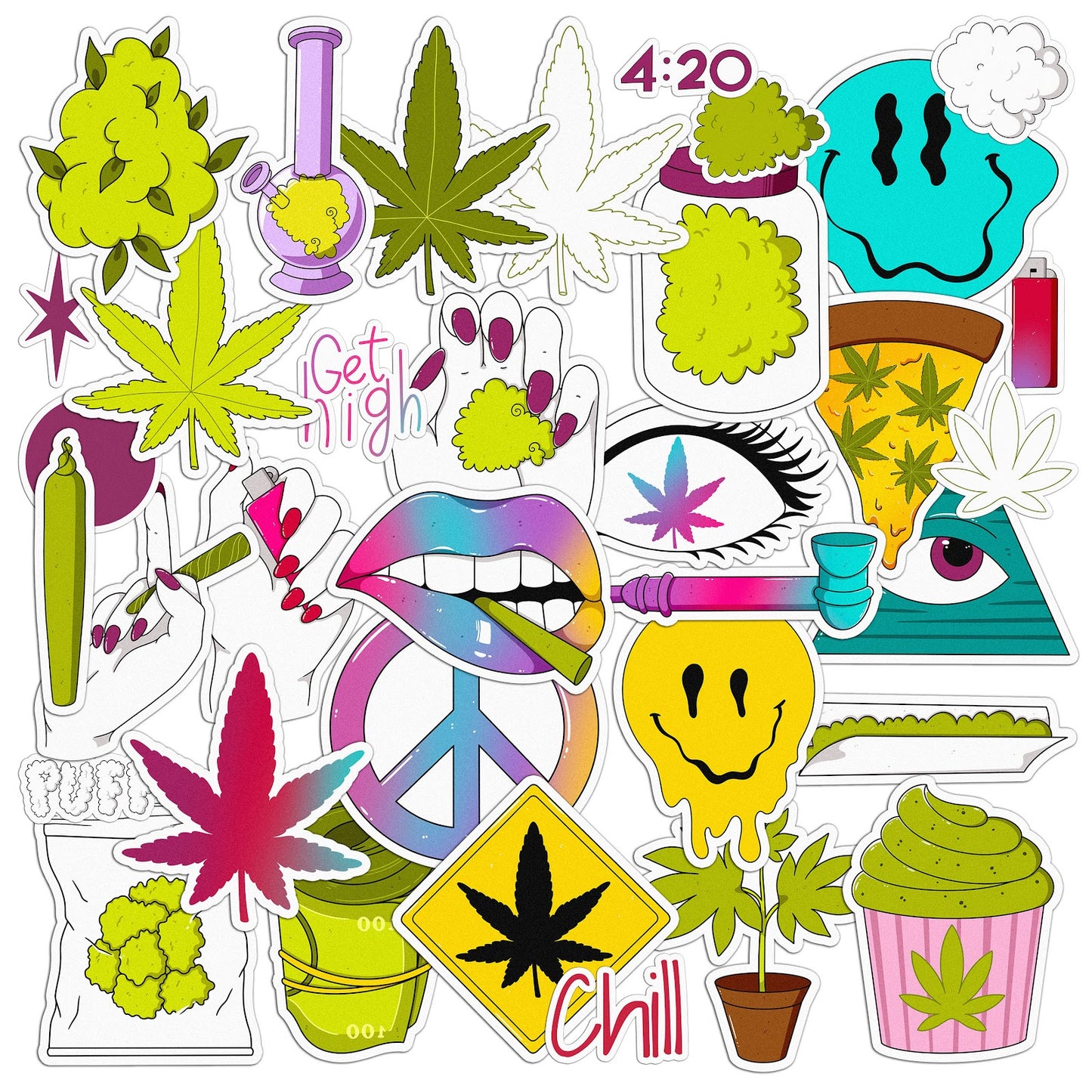 Cavka 35 PCS Sticker Pack for Laptop Stoner Zone