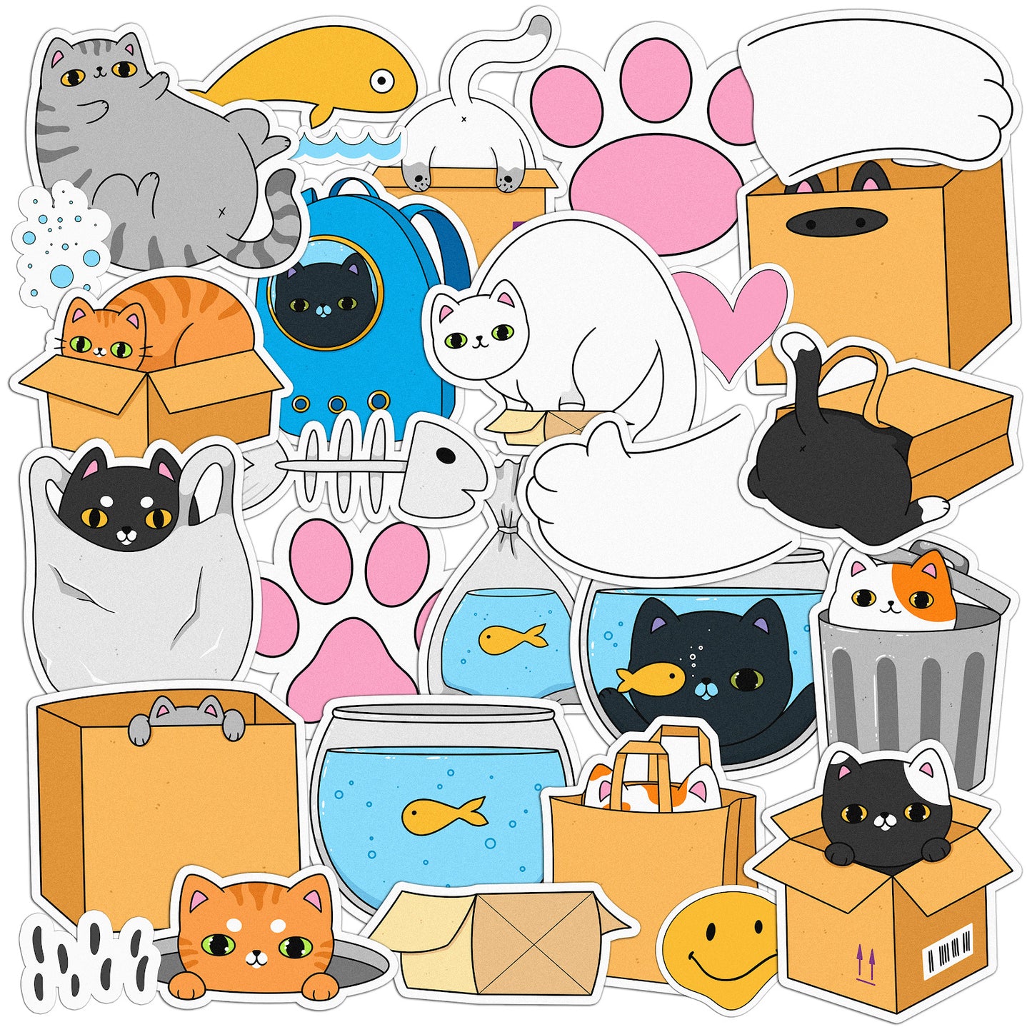 Cavka 28 PCS Sticker Pack for Laptop Chonky Cats