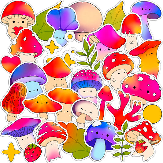 Cavka 33 PCS Sticker Pack for Laptop Cute Mushrooms