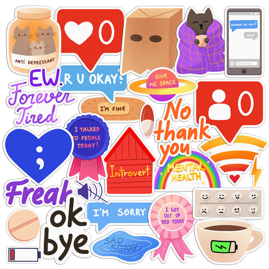 Cavka 29 PCS Sticker Pack for Laptop Introvert Style