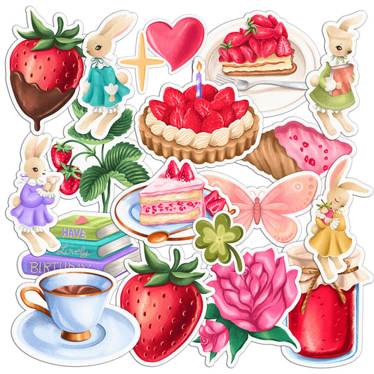 Cavka 20 PCS Sticker Pack for Laptop Sweet Strawberry