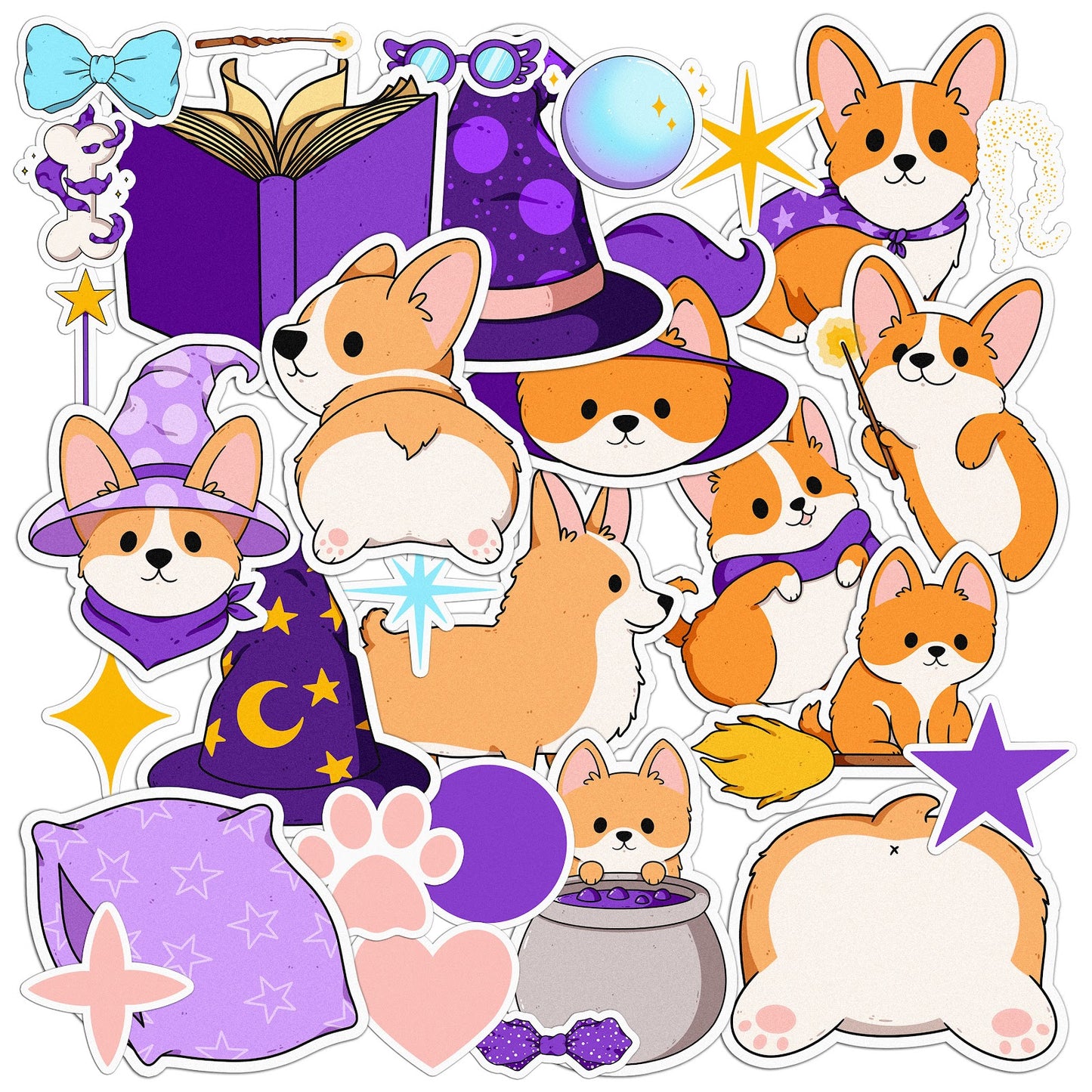 Cavka 30 PCS Sticker Pack for Laptop Magical Corgi