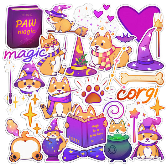 Cavka 34 PCS Sticker Pack for Laptop Magical Corgi