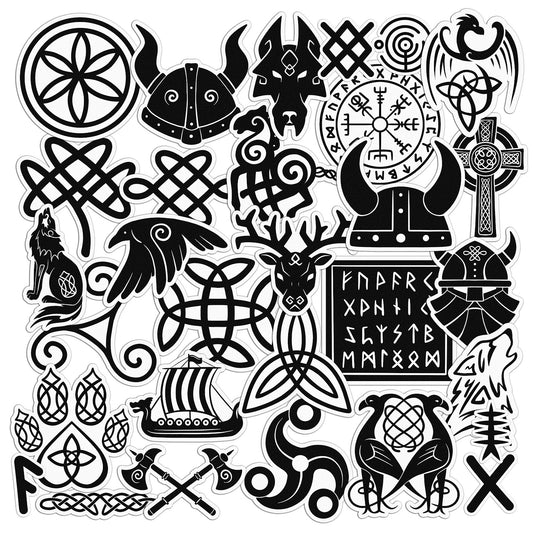 Cavka 30 PCS Sticker Pack for Laptop Vikings Art