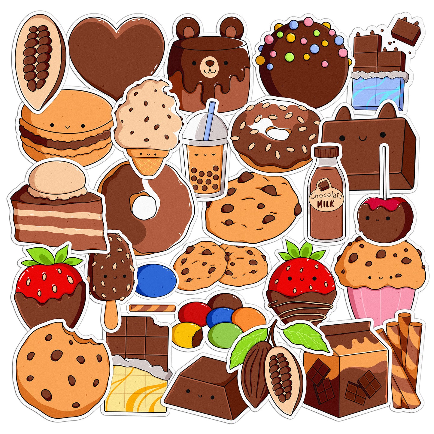 Cavka 31 PCS Sticker Pack for Laptop Chocolate Sweets