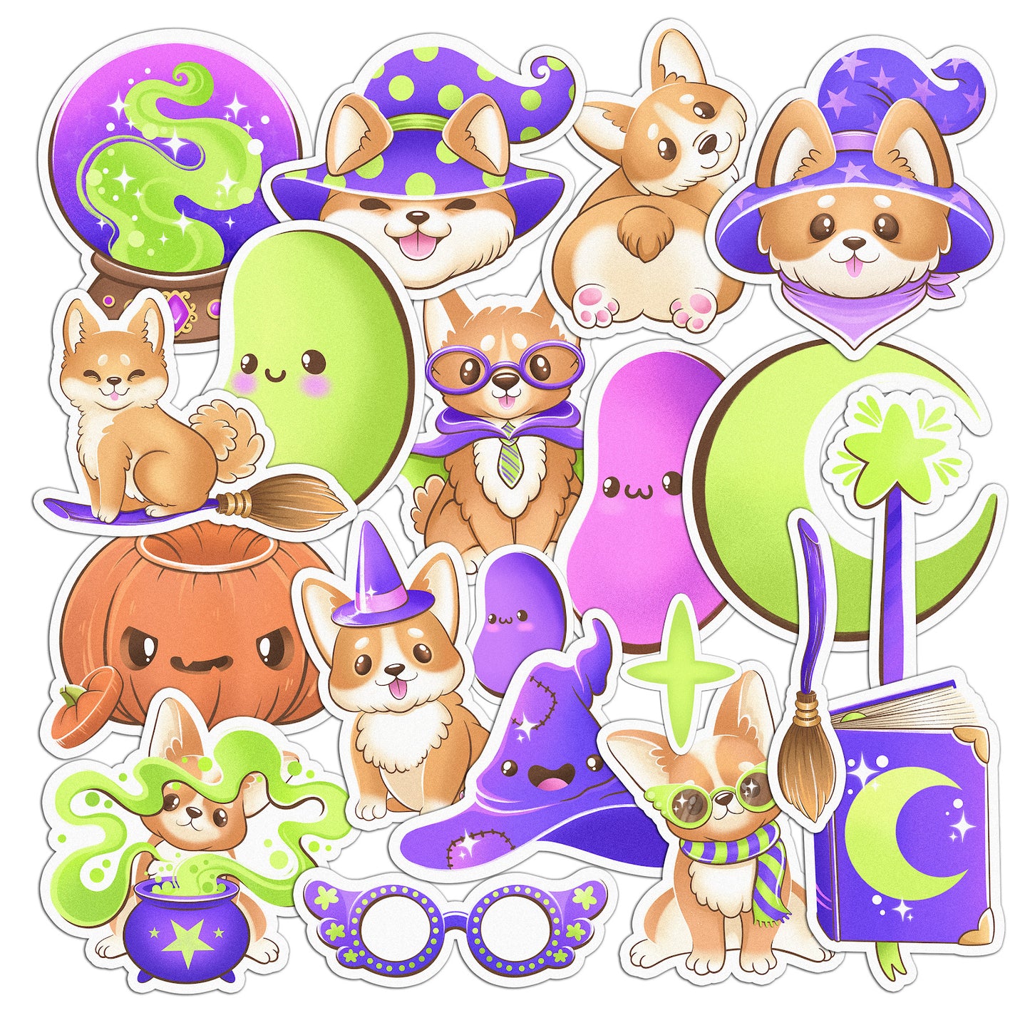 Cavka 20 PCS Sticker Pack for Laptop Magical Corgi