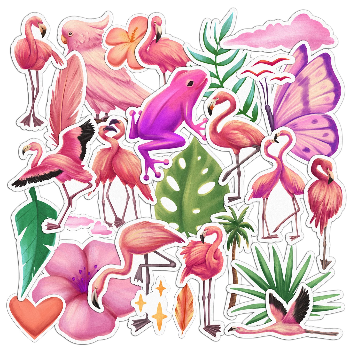 Cavka 27 PCS Sticker Pack for Laptop Pink Flamingo