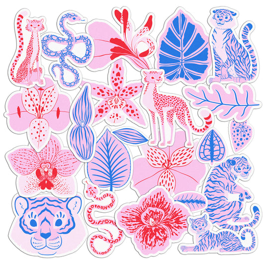 Cavka 22 PCS Sticker Pack for Laptop Pink Tiger