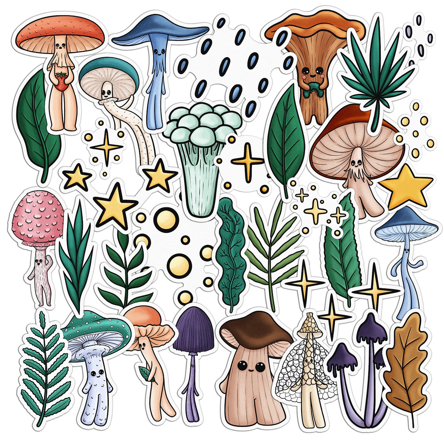 Cavka 35 PCS Sticker Pack for Laptop Forest Mushrooms