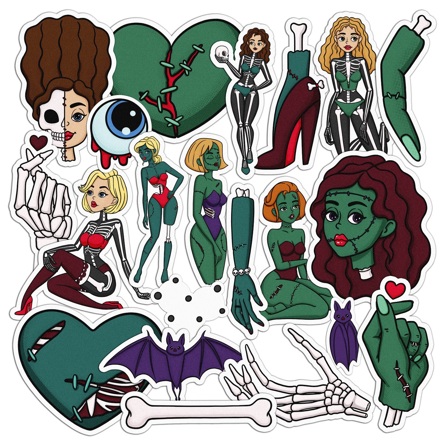 Cavka 21 PCS Sticker Pack for Laptop Zombie Girl