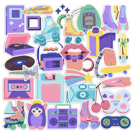 Cavka 34 PCS Sticker Pack for Laptop Retro 90's