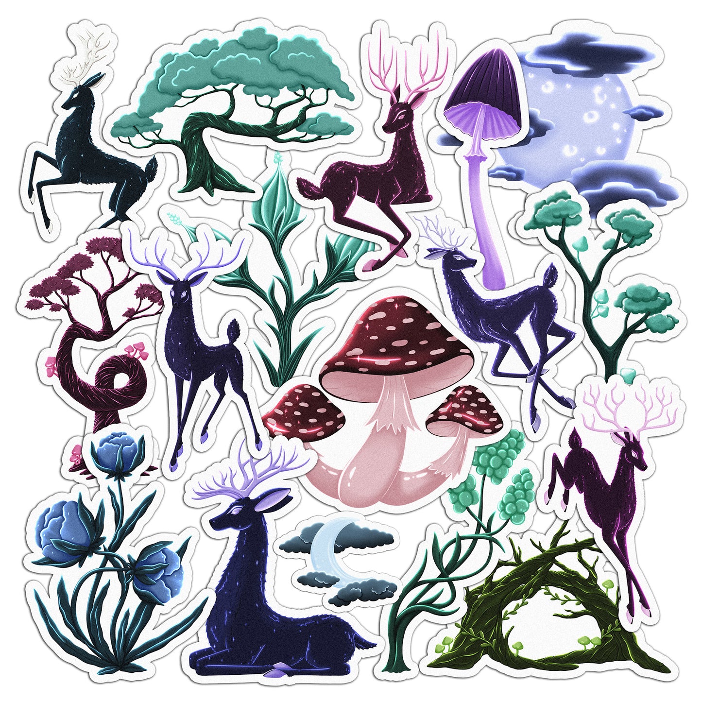 Cavka 17 PCS Sticker Pack for Laptop Forest Deer