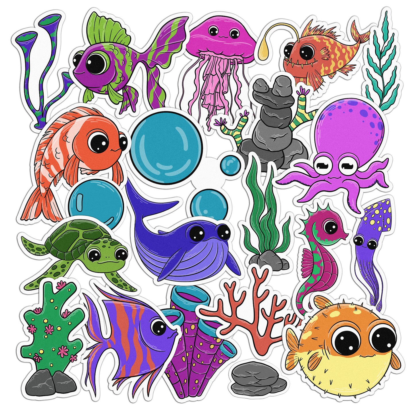 Cavka 21 PCS Sticker Pack for Laptop Under the Sea